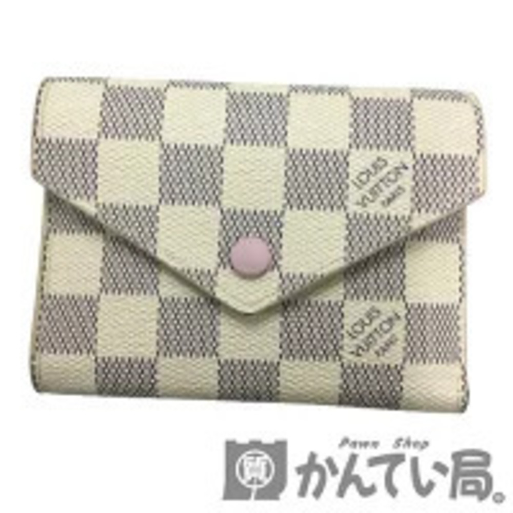 LOUIS VUITTON Damier Azur White Portefeuille Victorine Rose Pink Ballerine
